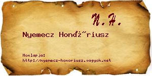 Nyemecz Honóriusz névjegykártya